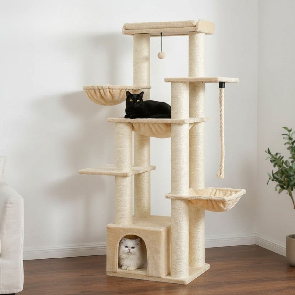 Arbre à Chat Beige XXL Grande Hauteur 170cm