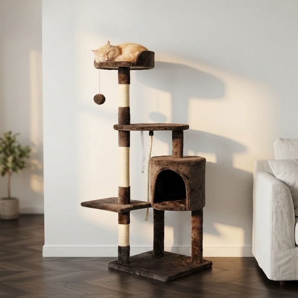 Arbre à Chat Bicolore Beige et Marron 112cm