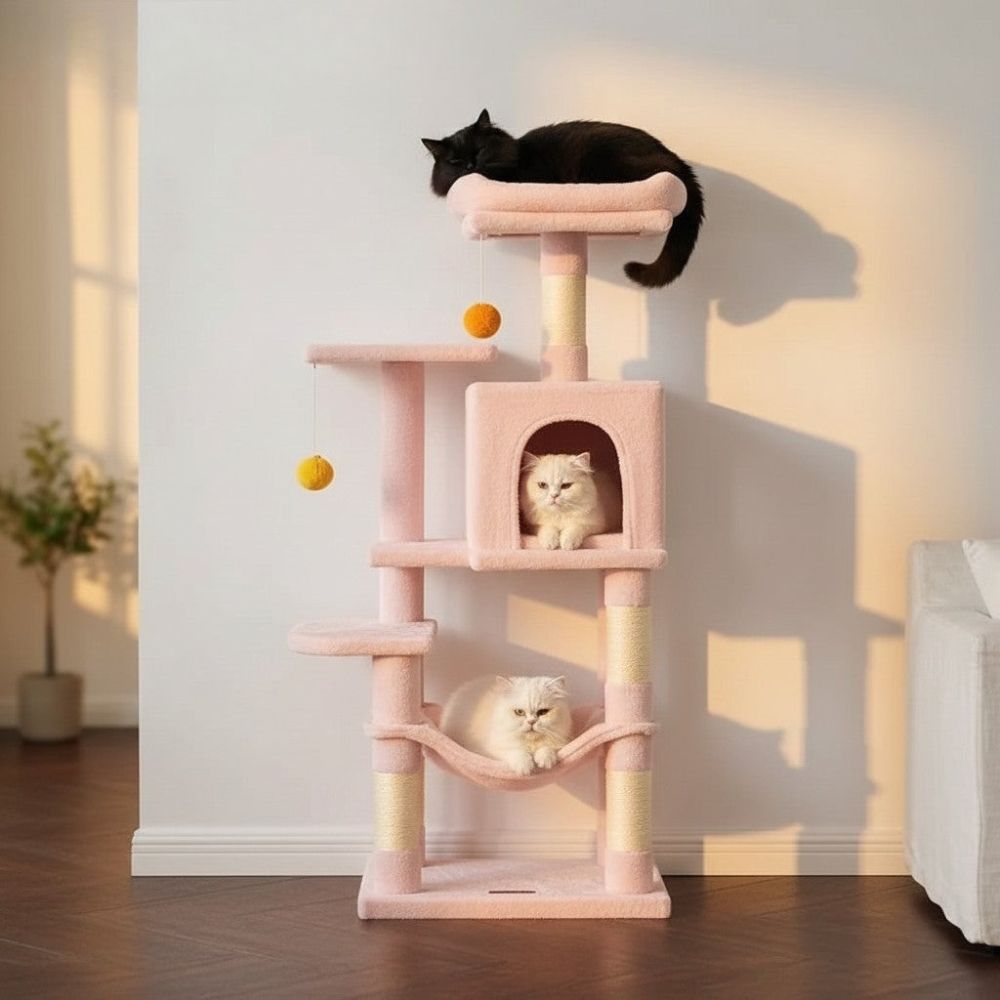 Arbre à Chat Blanc au Design Minimaliste 110cm