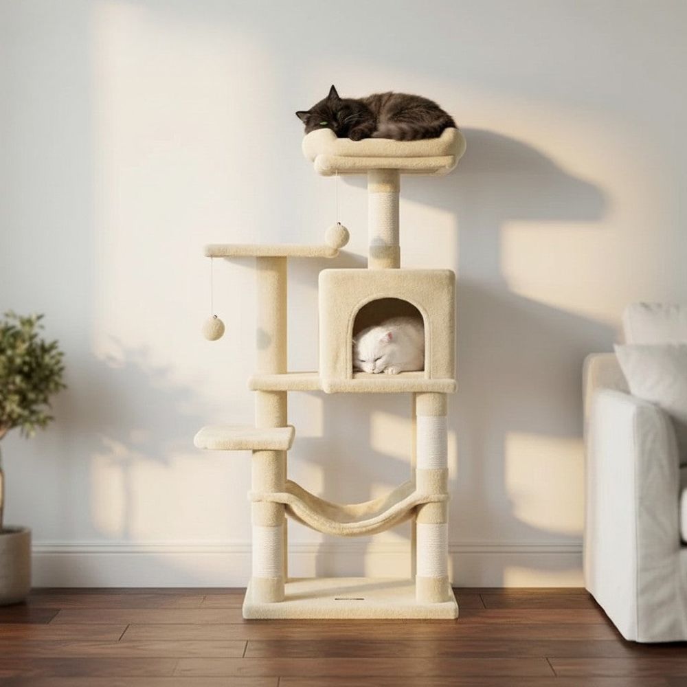 Arbre à Chat Blanc au Design Minimaliste 110cm