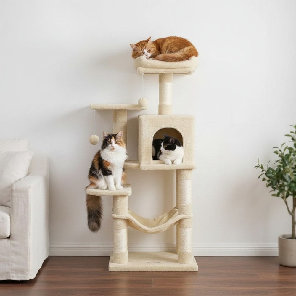Arbre à Chat Blanc au Design Minimaliste 110cm