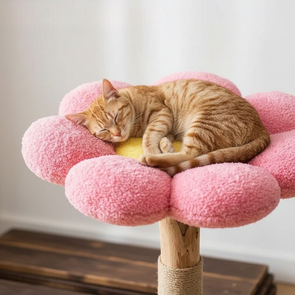 Arbre à Chat Bois Brut Authentique Grande Base 135cm