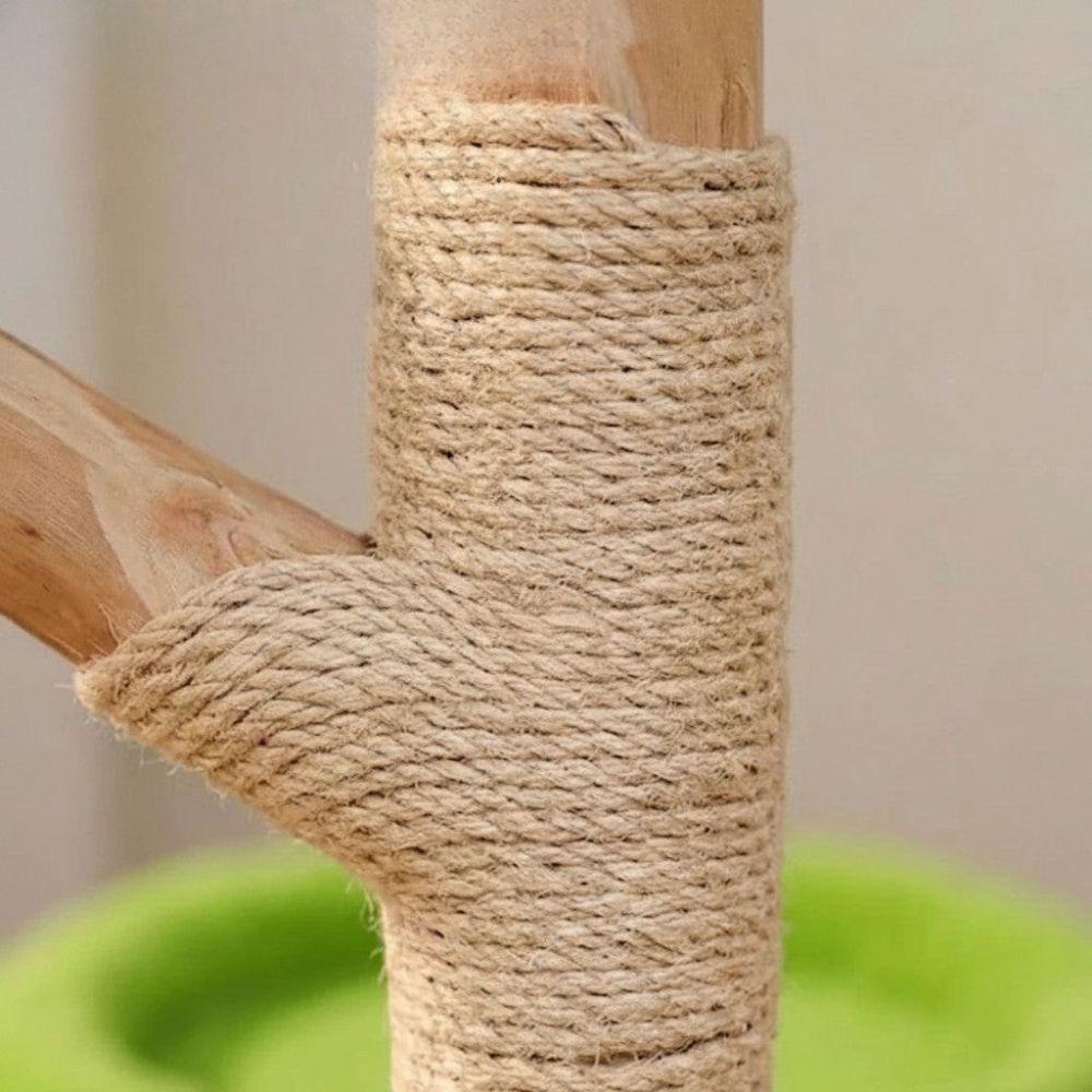 Arbre à Chat Bois Brut Authentique Grande Base 135cm