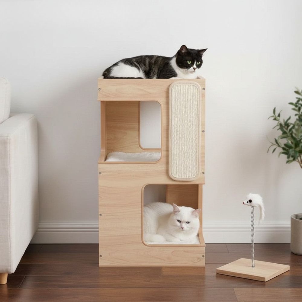 Arbre à Chat Bois Design Ultra Compact 60cm