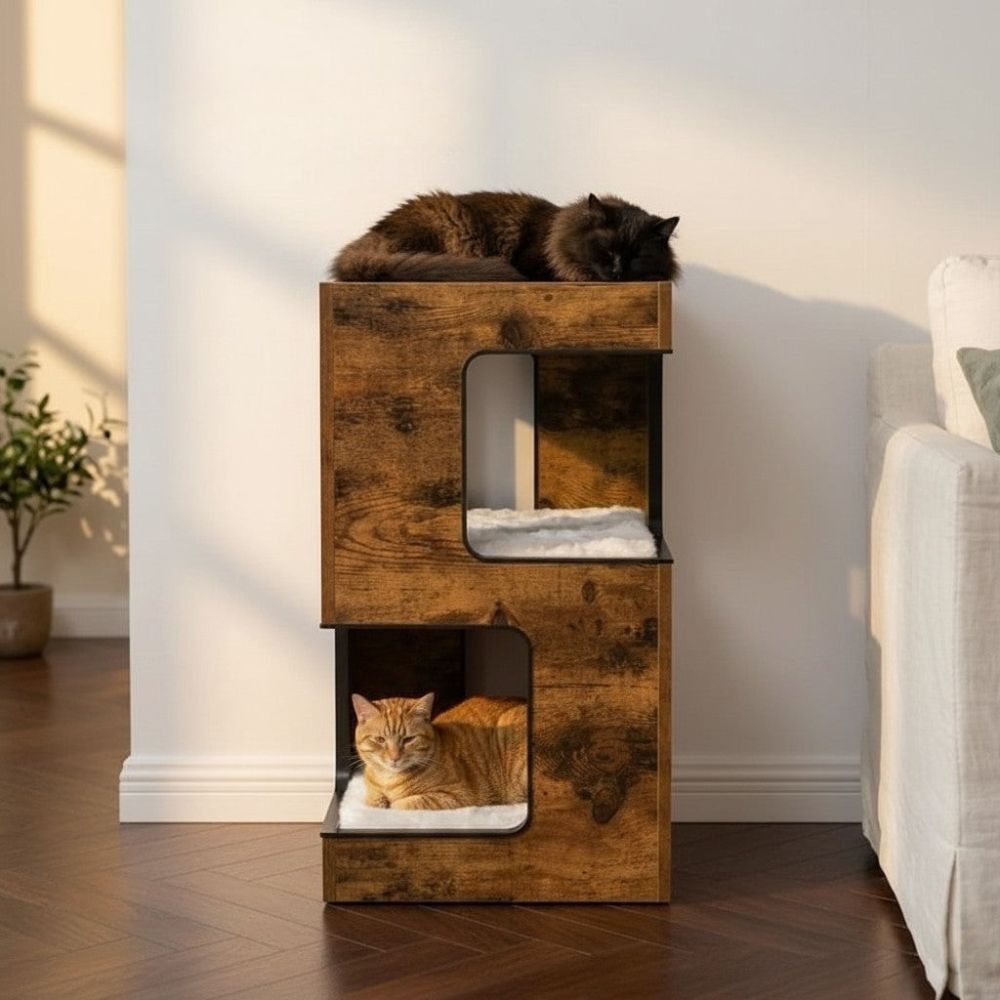 Arbre à Chat Bois Design Ultra Compact 60cm