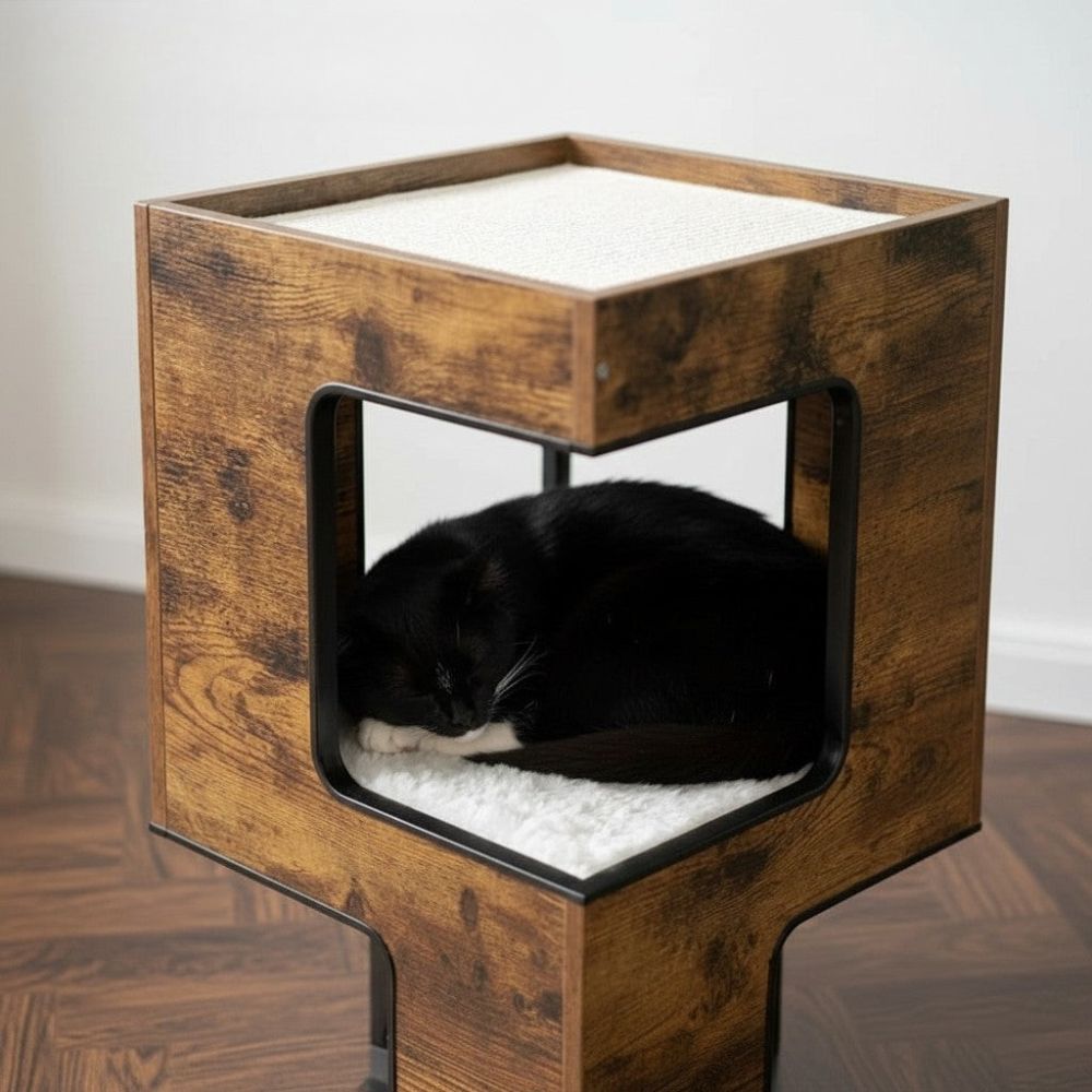 Arbre à Chat Bois Design Ultra Compact 60cm