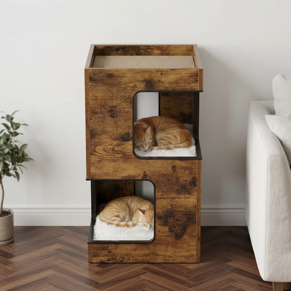 Arbre à Chat Bois Design Ultra Compact 60cm