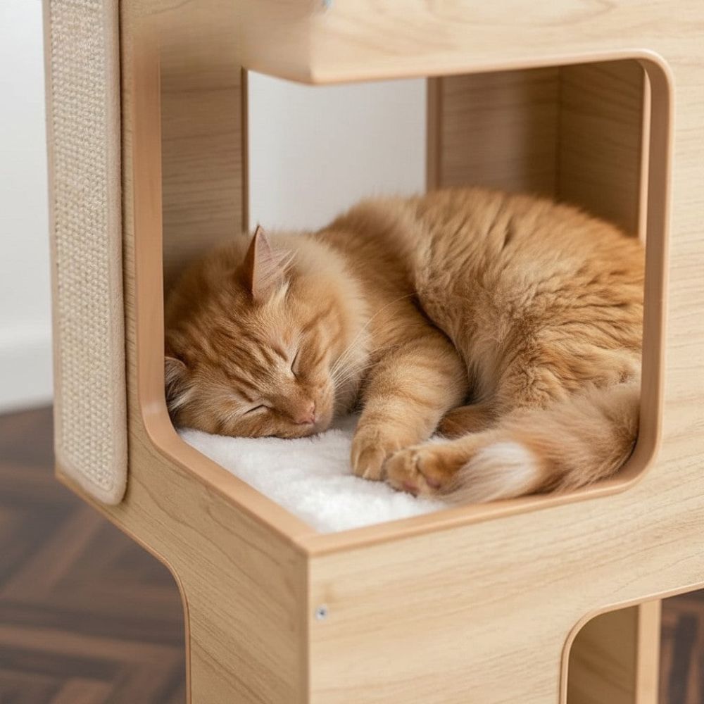Arbre à Chat Bois Design Ultra Compact 60cm