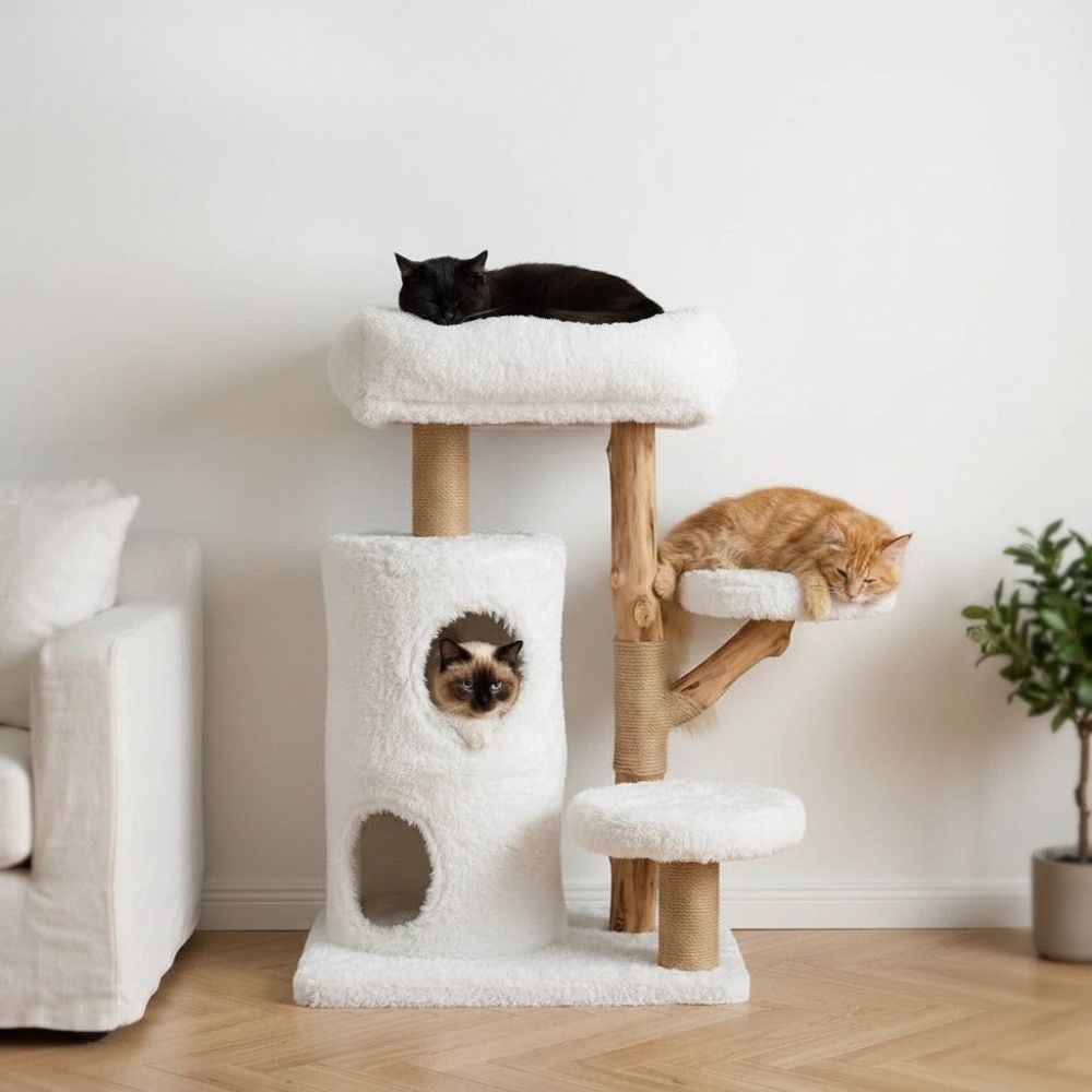 Arbre à Chat Bois Flotté et Sisal Naturel 80cm