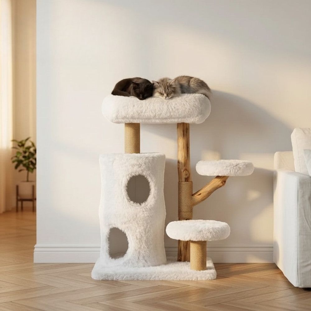 Arbre à Chat Bois Flotté et Sisal Naturel 80cm