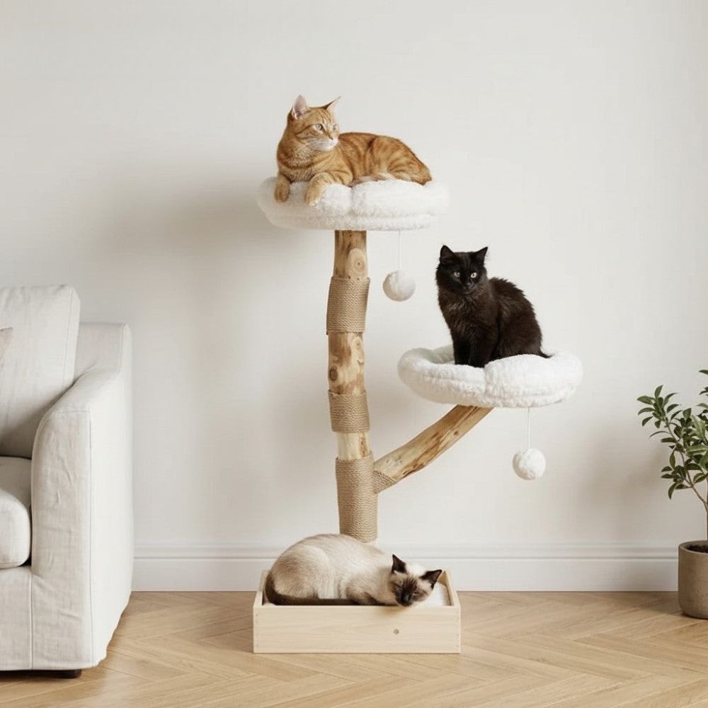 Arbre à Chat Bois Flotté Texture Irrégulière 92cm