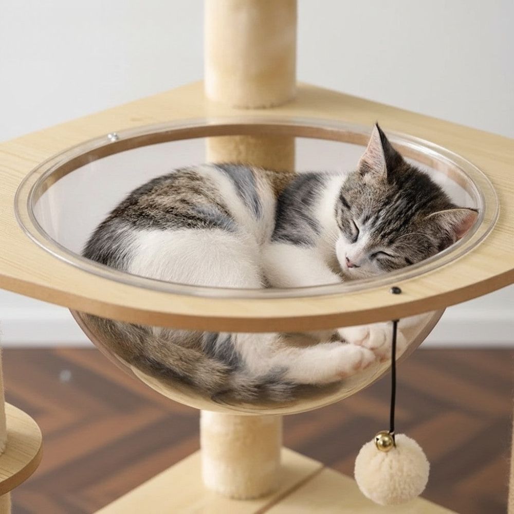 Arbre à Chat Bois Naturel Brut Inspiration Scandinave 150cm