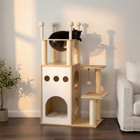 Arbre à Chat Bois Naturel Massif Colonnes Solides 108cm