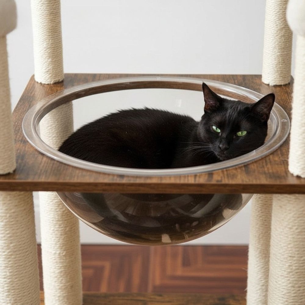 Arbre à Chat Bois Naturel Massif Colonnes Solides 108cm