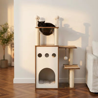 Arbre à Chat Bois Naturel Massif Colonnes Solides 108cm
