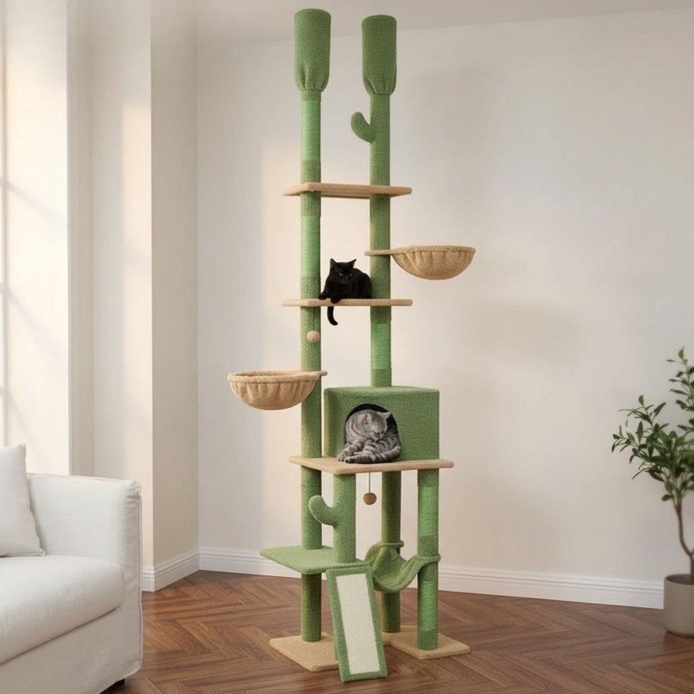 Arbre à Chat Cactus à Fixation Sol-Plafond Réglable