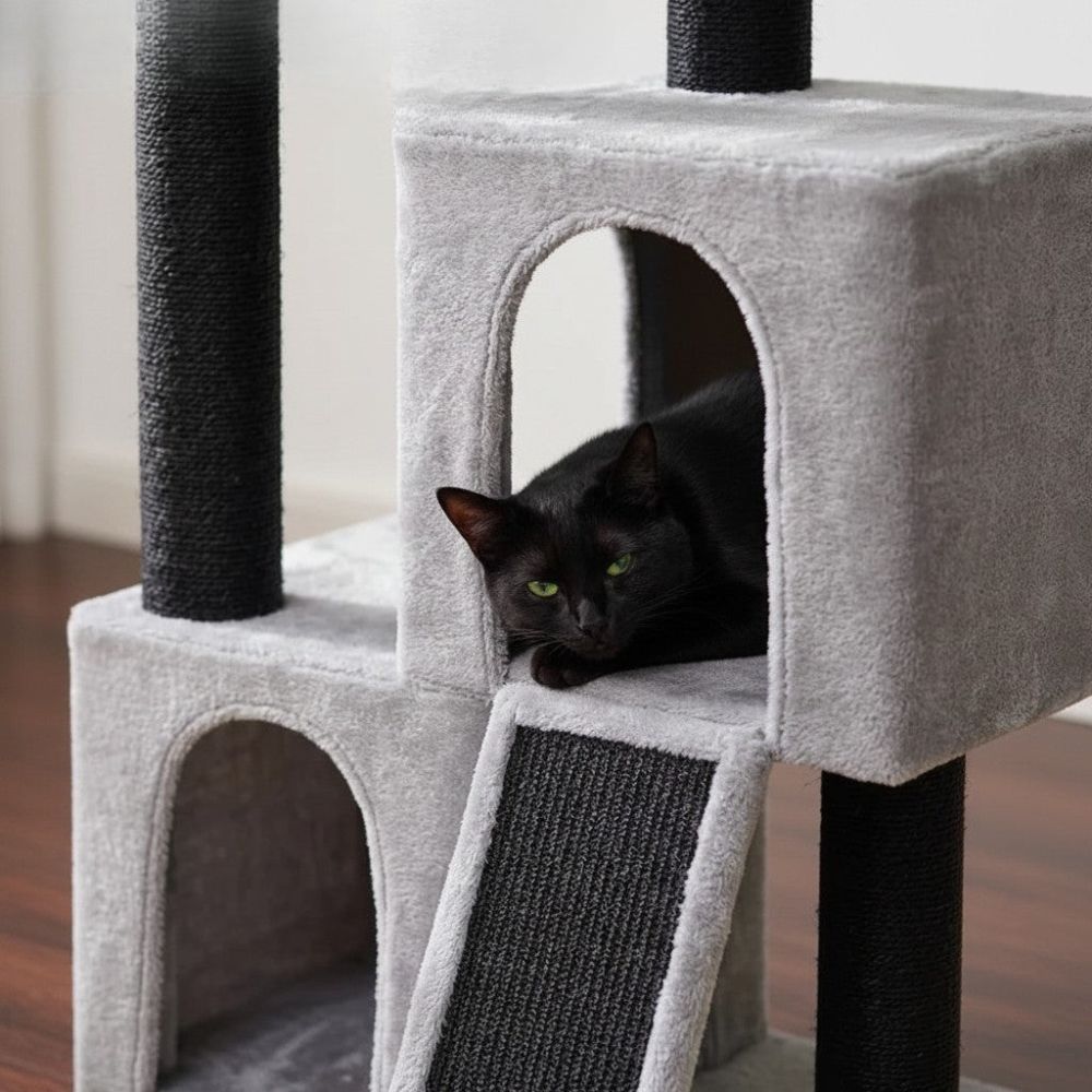 Arbre à Chat Carré Design à Large Base 114cm