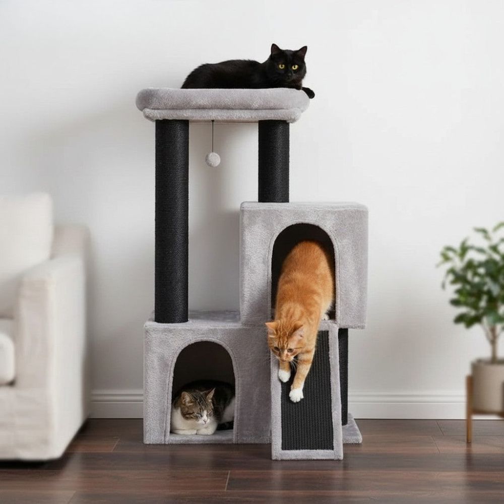 Arbre à Chat Carré Design à Large Base 114cm