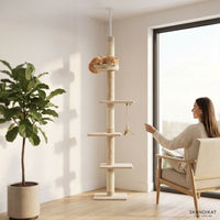 Arbre à Chat Colonne à Fixation Plafond Réglable 273cm