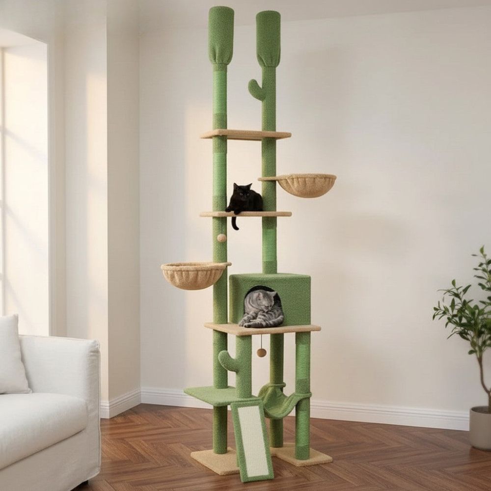 Arbre à Chat Colonne à Fixation Sol-Plafond Réglable