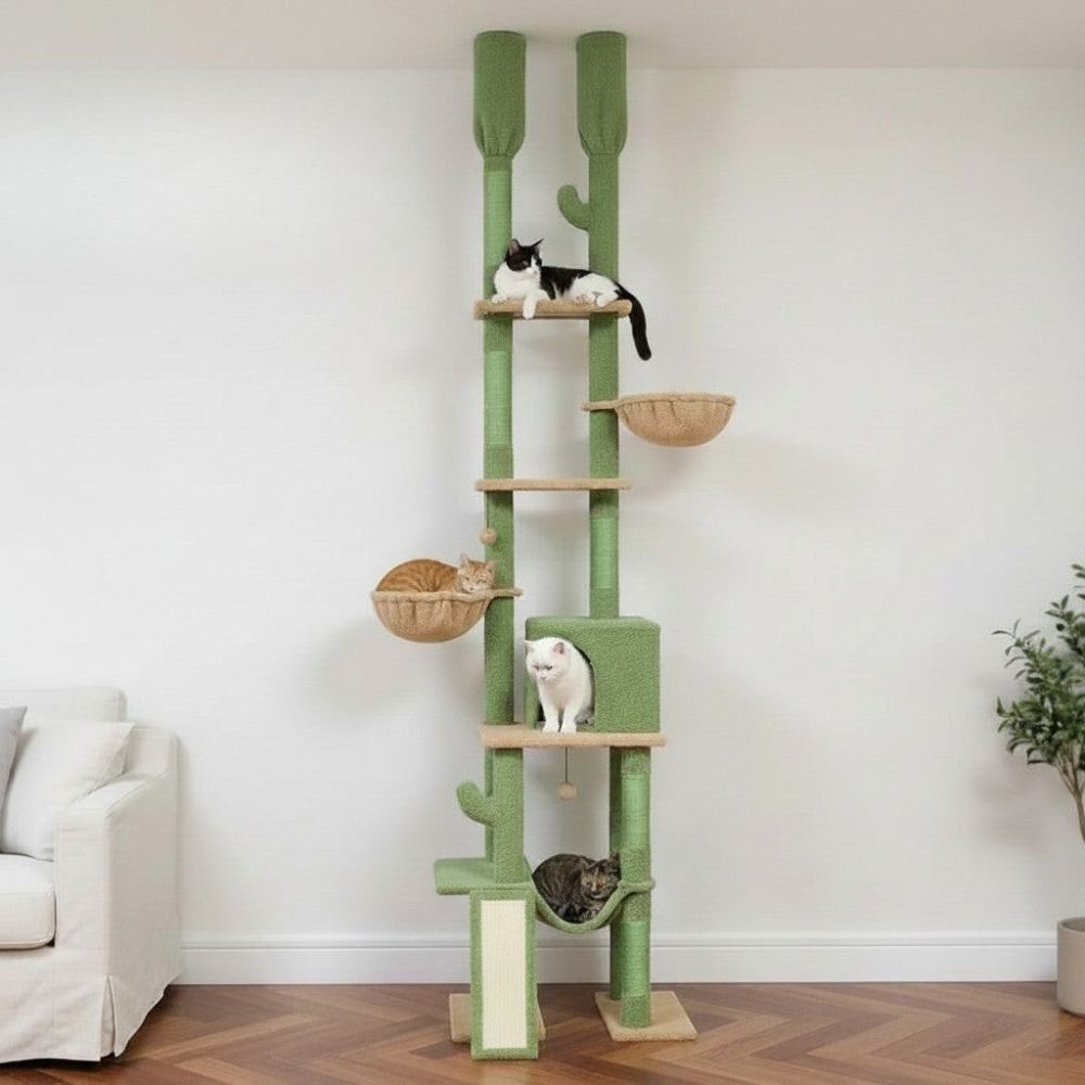 Arbre à Chat Colonne à Fixation Sol-Plafond Réglable
