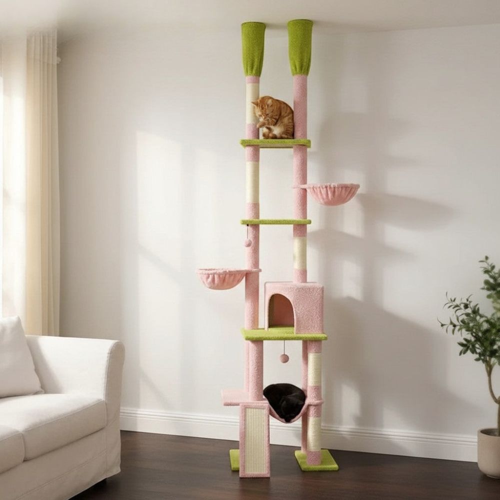 Arbre à Chat Colonne à Fixation Sol-Plafond Réglable