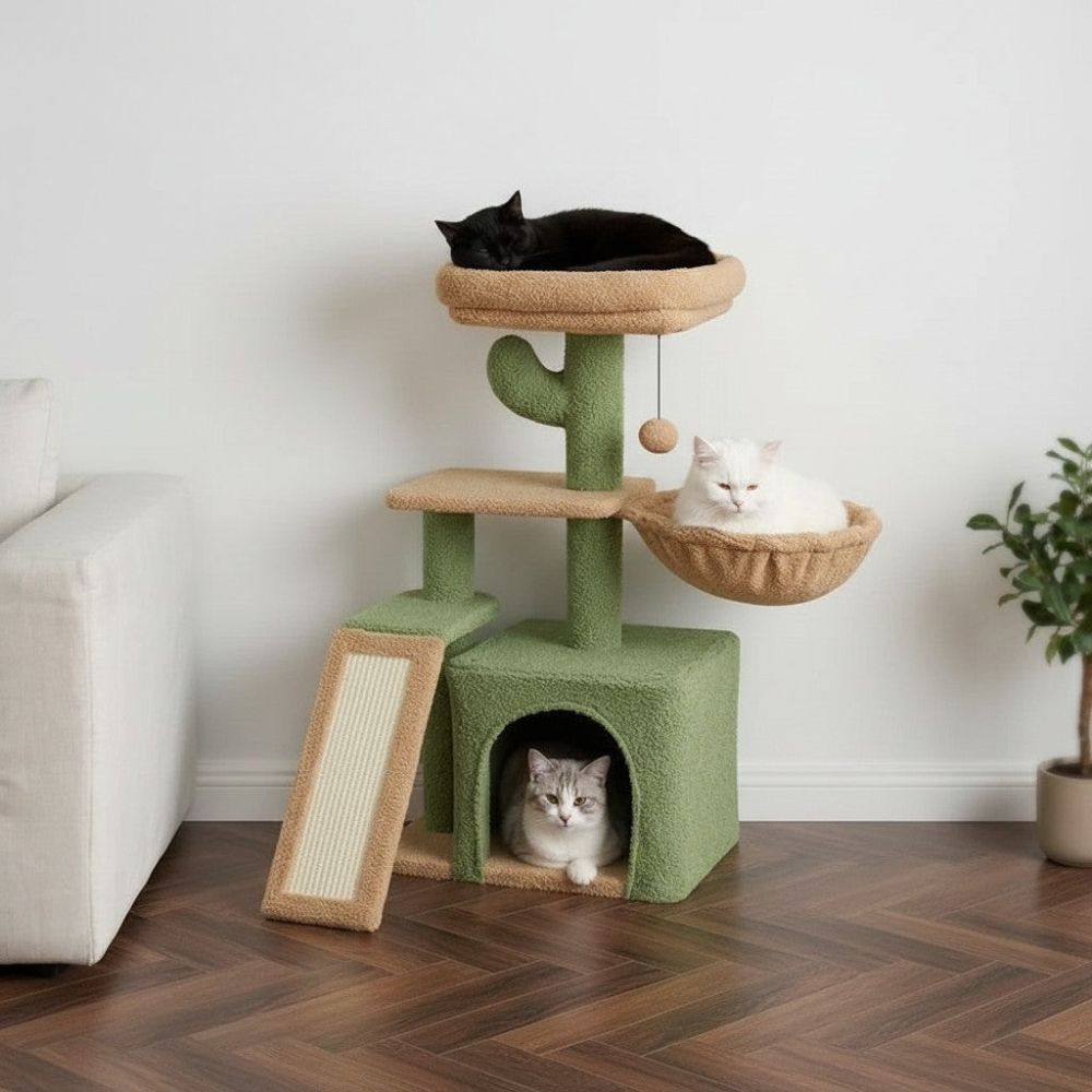 Arbre à Chat Compact avec Escalier Intégré 80cm