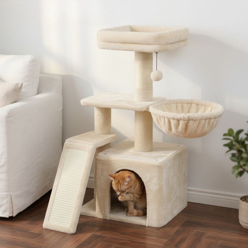 Arbre à Chat Compact avec Escalier Intégré 80cm
