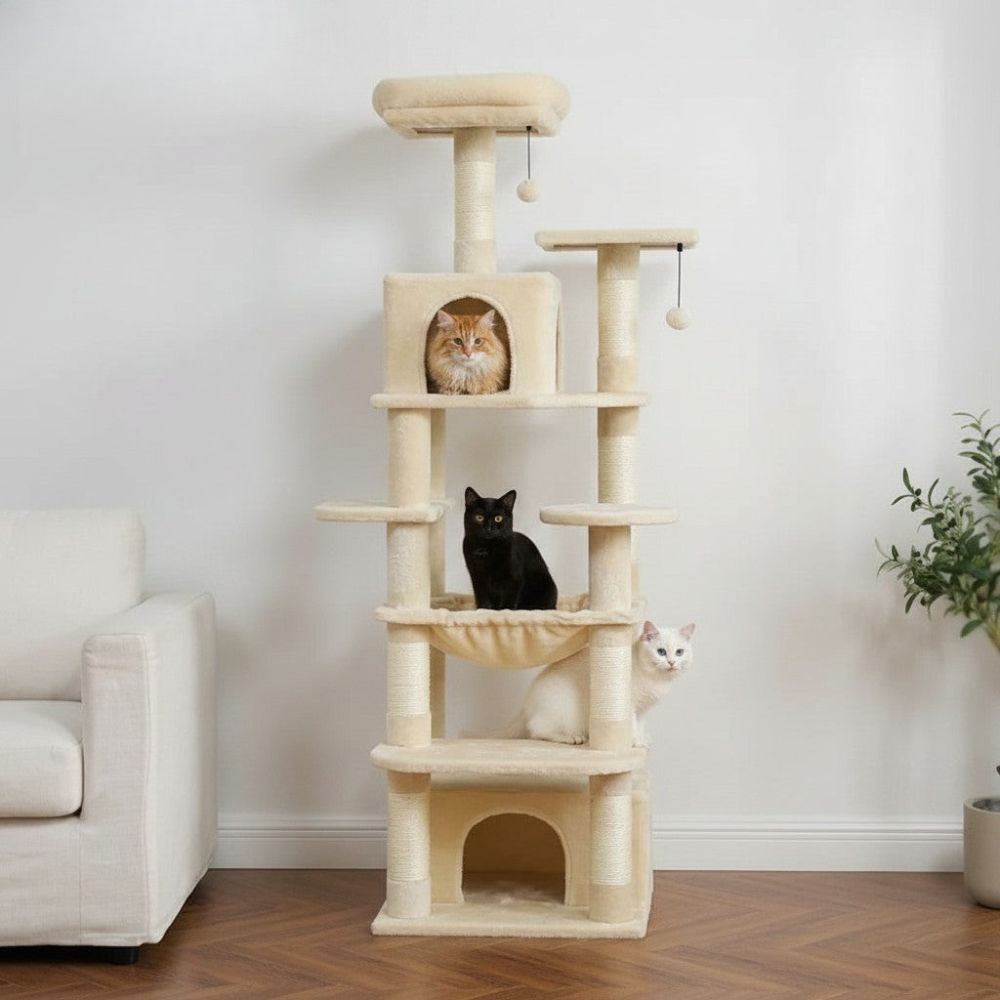Arbre à Chat Déhoussable XXL avec Housses Amovibles 164cm