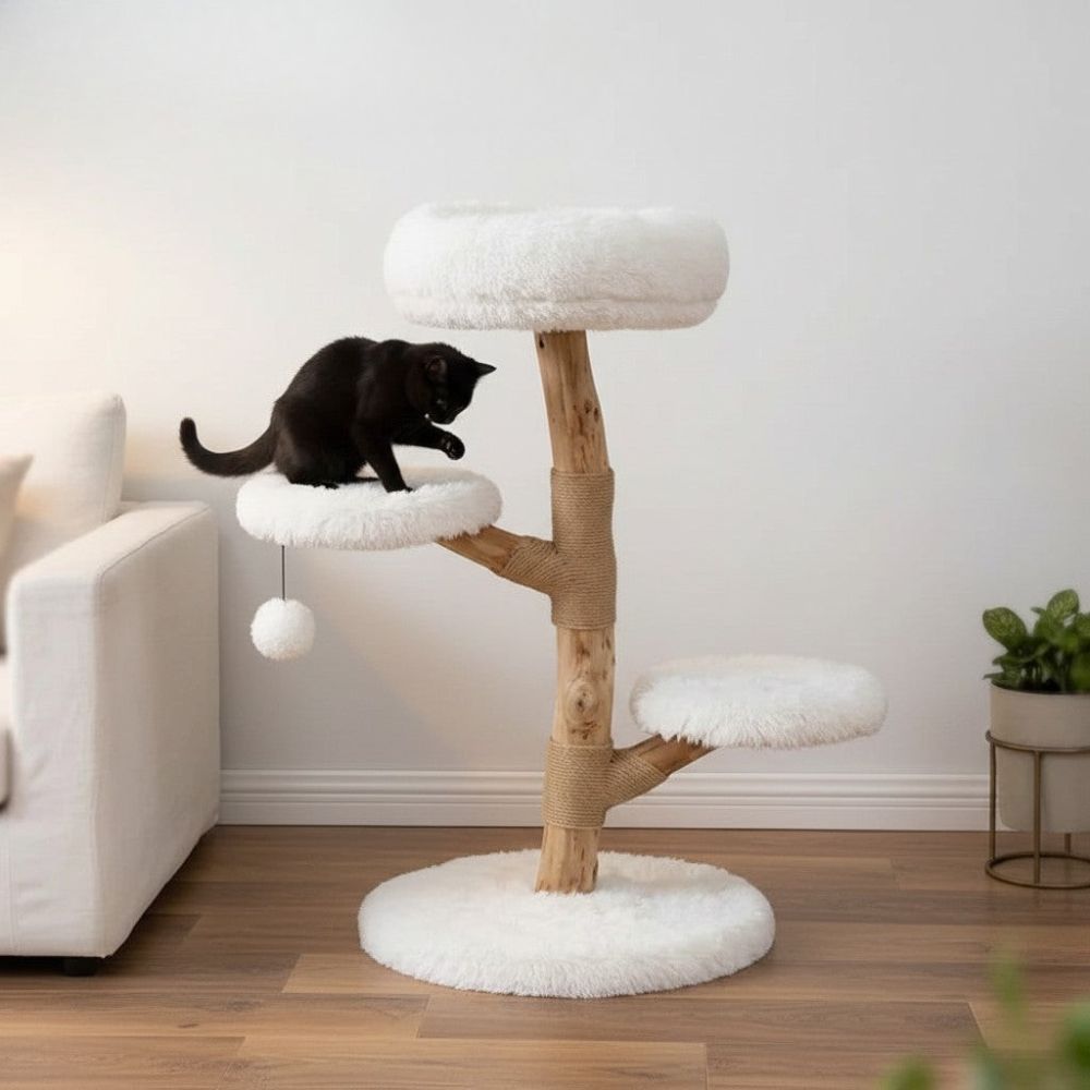 Arbre à Chat Design Bois Flotté Contemporain 90cm