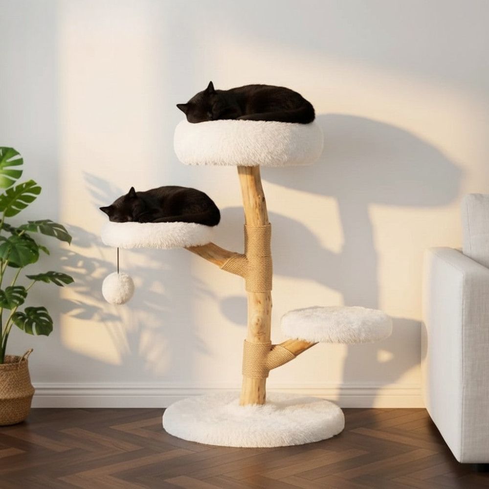 Arbre à Chat Design Bois Flotté Contemporain 90cm