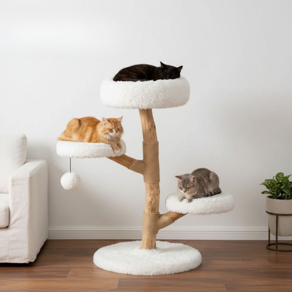 Arbre à Chat Design Bois Flotté Contemporain 90cm