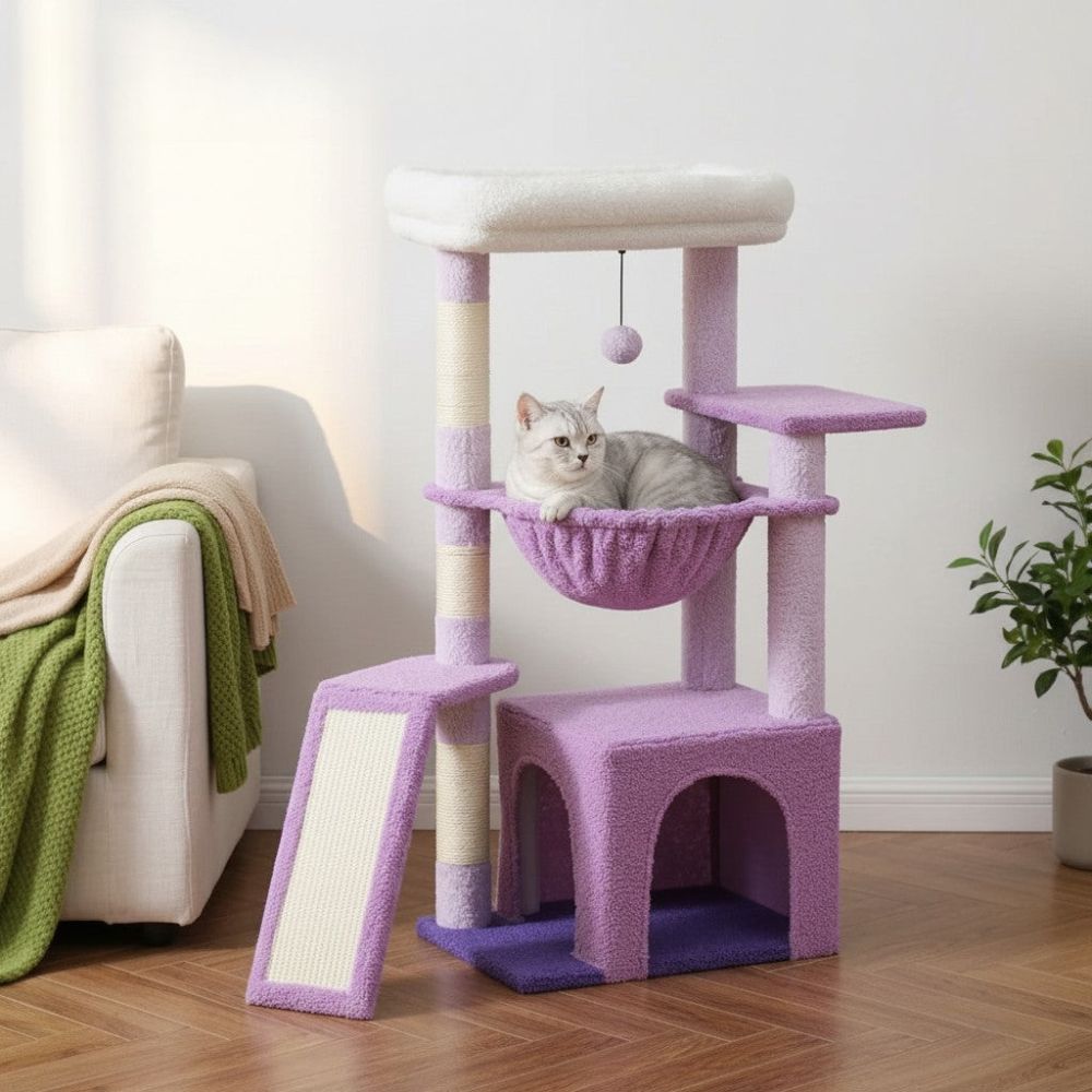Arbre à Chat Design Coloré Hauteur Intermédiaire 93cm