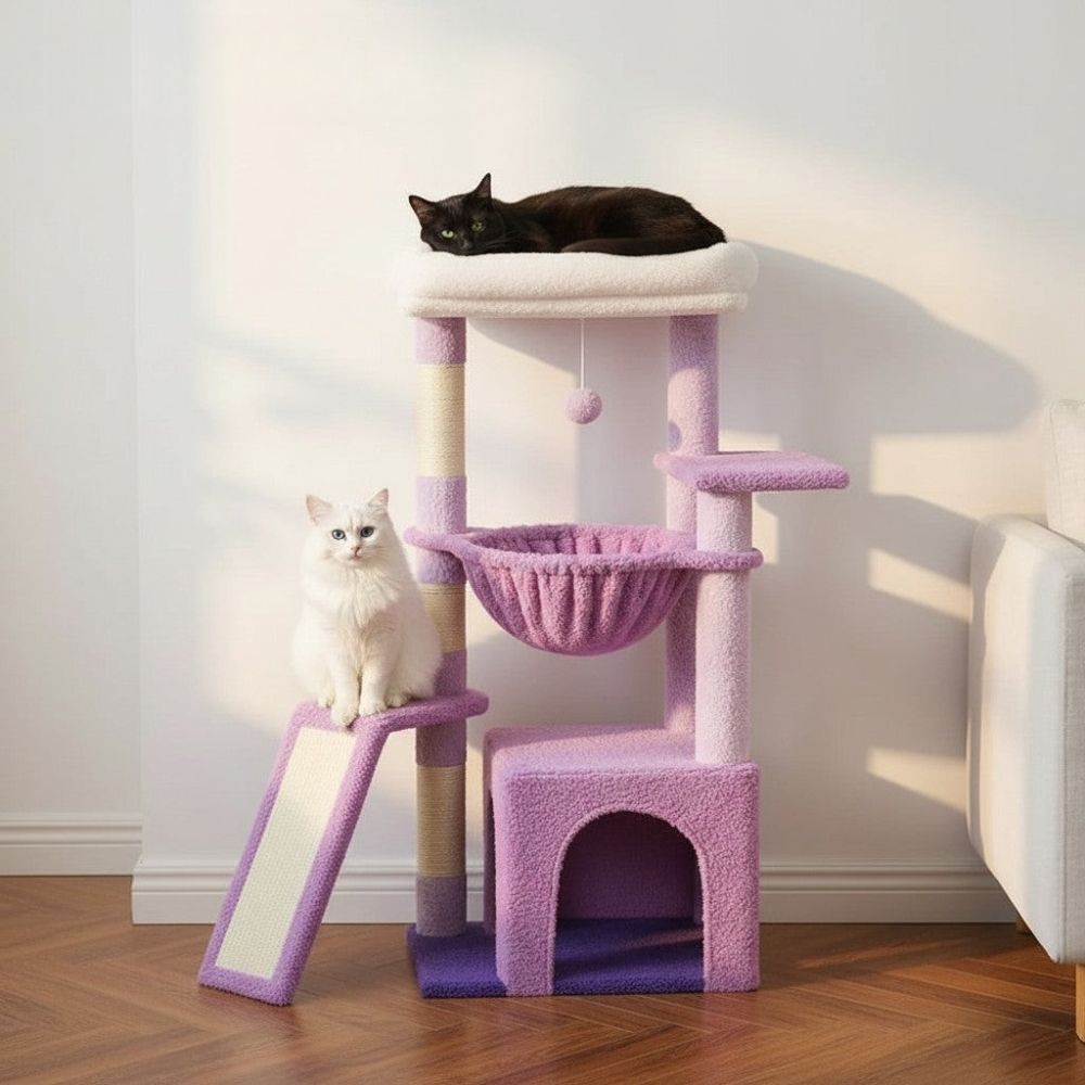 Arbre à Chat Design Coloré Hauteur Intermédiaire 93cm