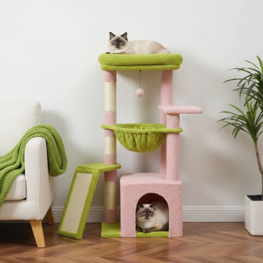 Arbre à Chat Design Coloré Hauteur Intermédiaire 93cm