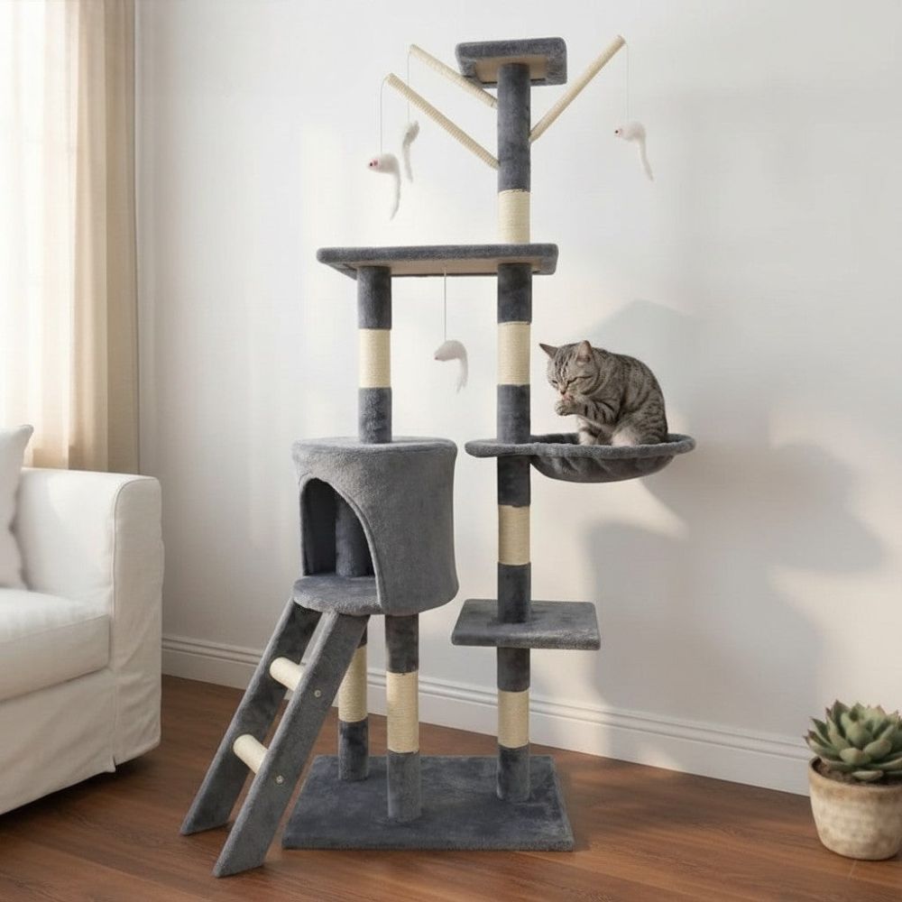Arbre à Chat Design Décoratif Gris 140cm