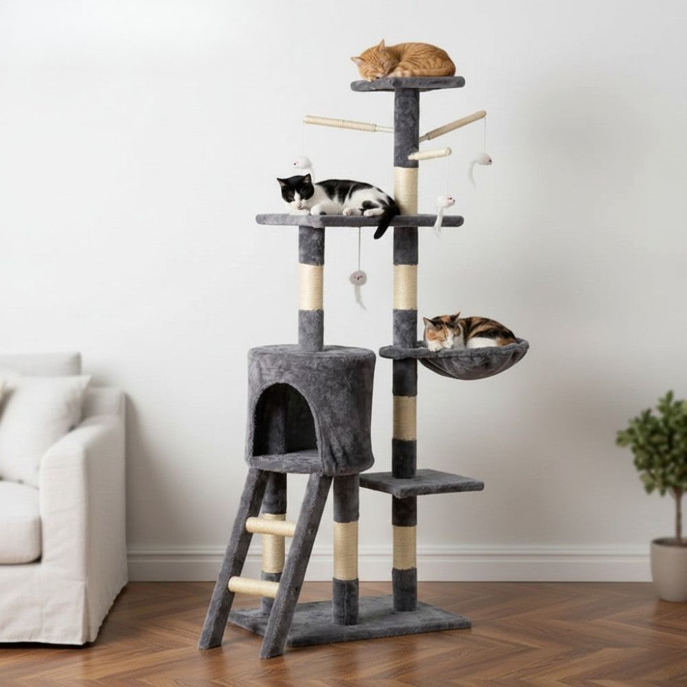 Arbre à Chat Design Décoratif Gris 140cm