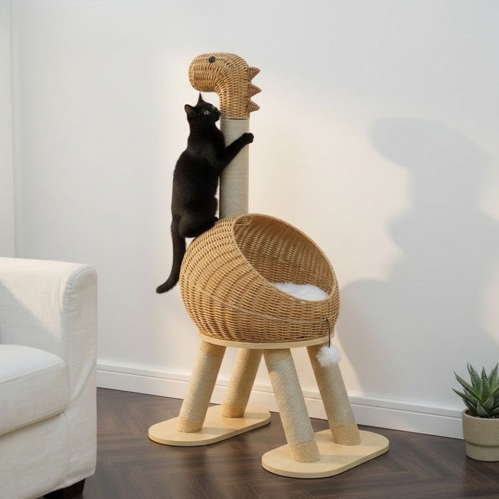 Arbre à Chat Design en Bois Massif 116cm