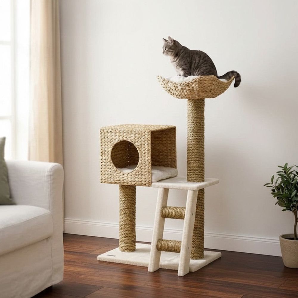Arbre à Chat Design en Osier Tressé 100cm