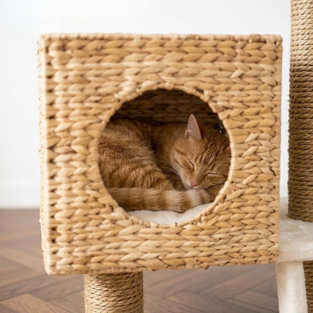 Arbre à Chat Design en Osier Tressé 100cm