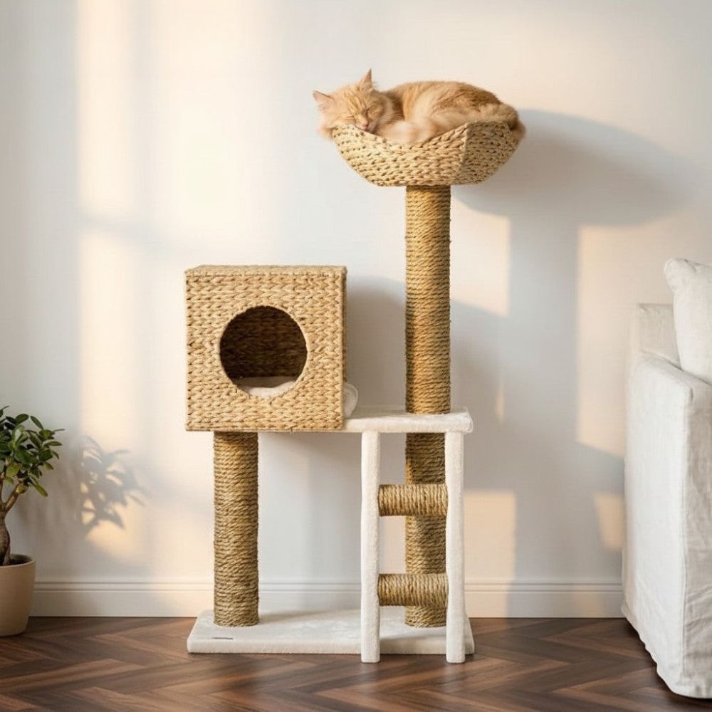 Arbre à Chat Design en Osier Tressé 100cm