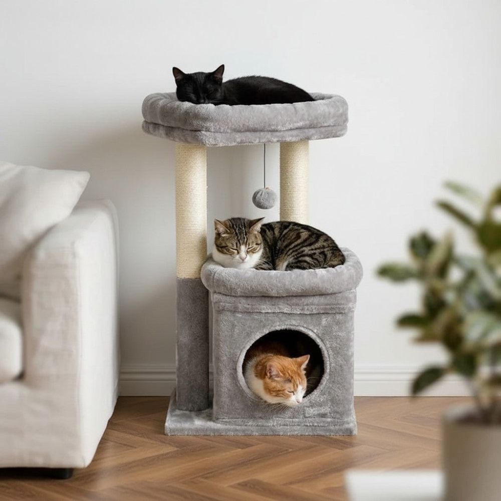 Arbre à Chat Design Gris Ultra Compact 60cm