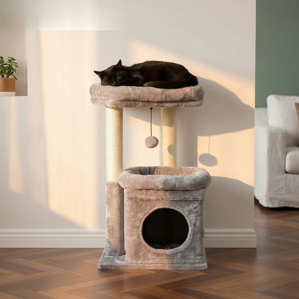 Arbre à Chat Design Gris Ultra Compact 60cm