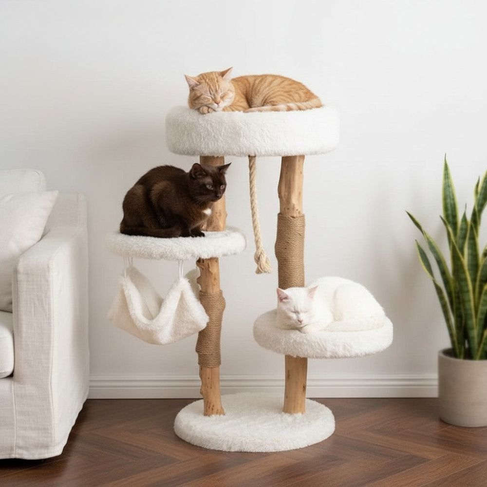 Arbre à Chat Effet Bois Flottant Texture Organique 90cm