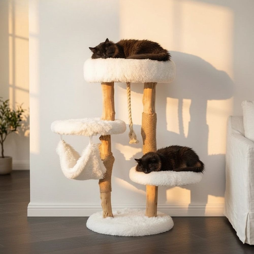 Arbre à Chat Effet Bois Flottant Texture Organique 90cm