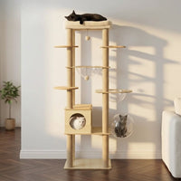 Arbre à Chat en Bois Naturel Authentique 180cm