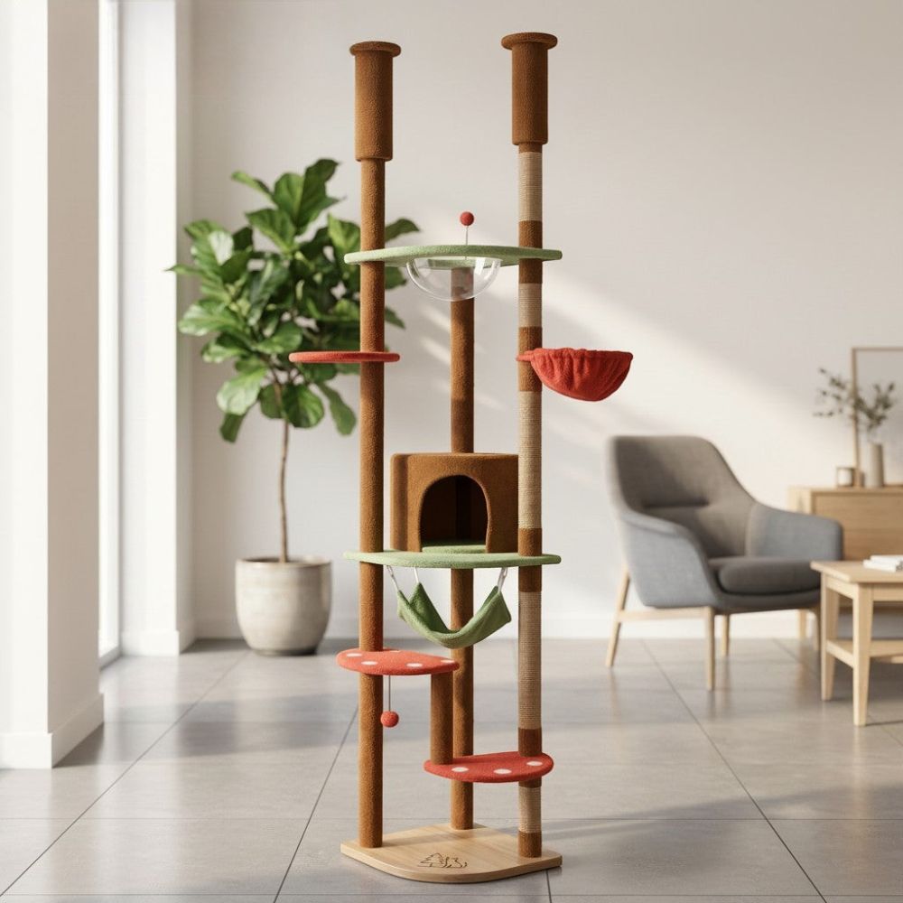 Arbre à Chat Fixation Plafond Réglable 258cm