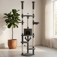 Arbre à Chat Fixation Plafond Réglable 258cm