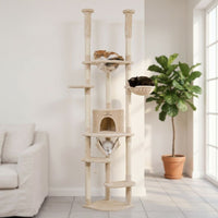 Arbre à Chat Fixation Plafond Réglable 258cm