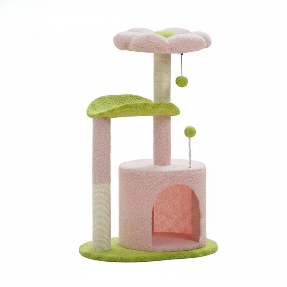 Arbre à Chat Fleur Design Rose et Violet